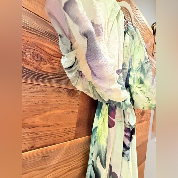 Karen Millen Multicolor Floral Maxi Dress w Puff Sleeves - Picture 12 of 13